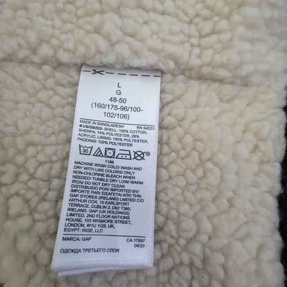 GAP Denim Trucker Jacket Mens/Unisex L Sherpa Lined Vtg Style Winter Coat Black - Picture 9 of 10